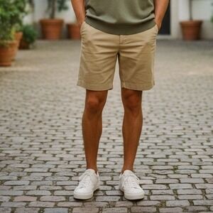 J. Crew 7 Inch Inseam Chino Shorts Khaki Men's Flat Front Classic Fit